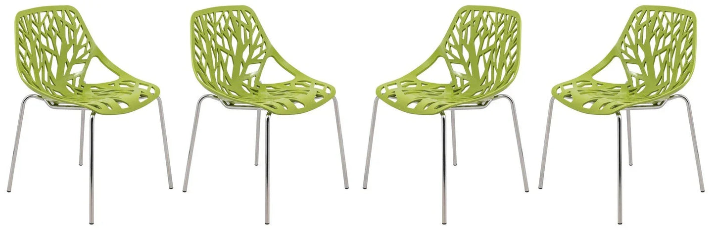 Modern Asbury Dining Chair w/ Chromed Legs set of 4 - Elax Furniture