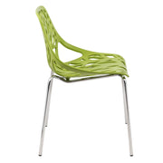 Asbury Polypropylene Dining Side Chair with Forest Cut-Out Design in Chrome - Elax Furniture