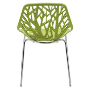 Asbury Polypropylene Dining Side Chair with Forest Cut-Out Design in Chrome - Elax Furniture