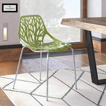Modern Asbury Dining Chair w/ Chromed Legs set of 2 - Elax Furniture