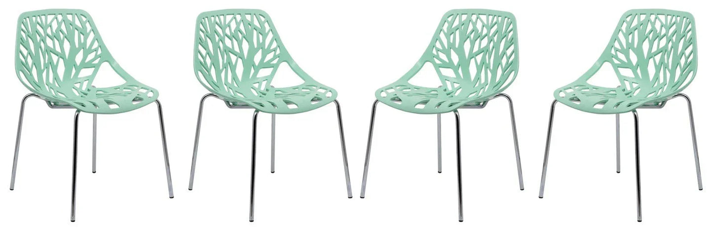 Modern Asbury Dining Chair w/ Chromed Legs set of 4 - Elax Furniture