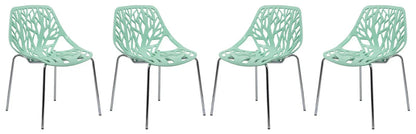 Modern Asbury Dining Chair w/ Chromed Legs set of 4 - Elax Furniture