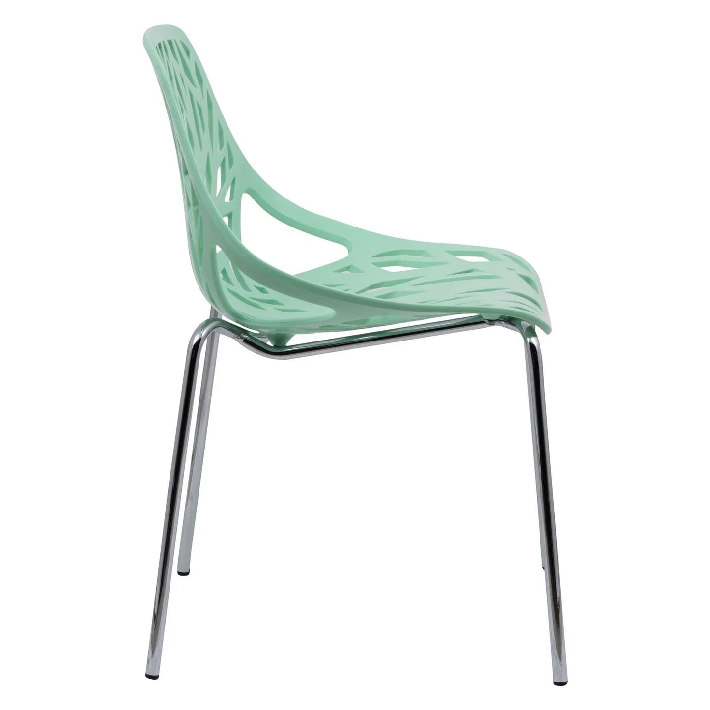 Asbury Polypropylene Dining Side Chair with Forest Cut-Out Design in Chrome - Elax Furniture