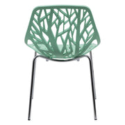 Asbury Polypropylene Dining Side Chair with Forest Cut-Out Design in Chrome - Elax Furniture