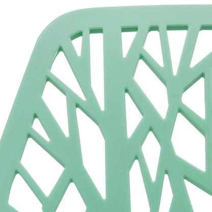 Asbury Polypropylene Dining Side Chair with Forest Cut-Out Design in Chrome - Elax Furniture