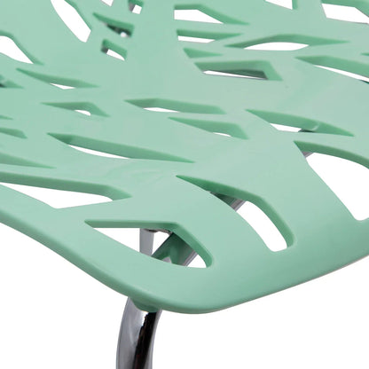 Asbury Polypropylene Dining Side Chair with Forest Cut-Out Design in Chrome - Elax Furniture