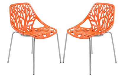 Modern Asbury Dining Chair w/ Chromed Legs set of 2 - Elax Furniture