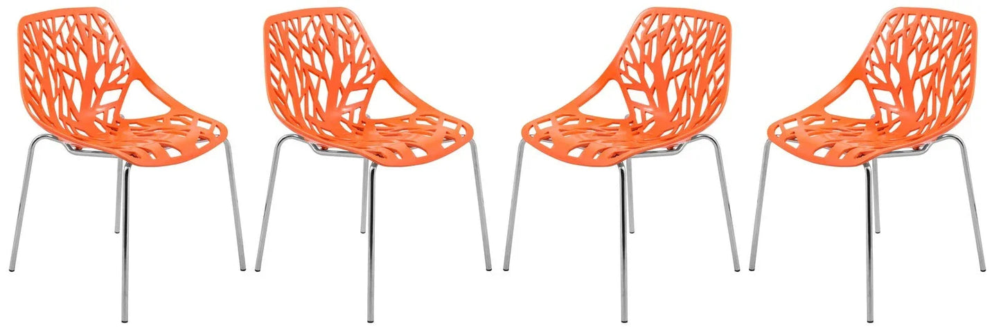 Modern Asbury Dining Chair w/ Chromed Legs set of 4 - Elax Furniture