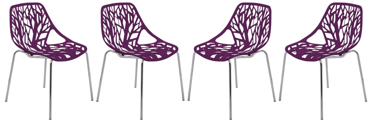 Modern Asbury Dining Chair w/ Chromed Legs set of 4 - Elax Furniture