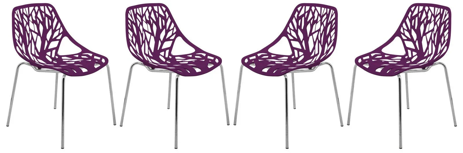 Modern Asbury Dining Chair w/ Chromed Legs set of 4 - Elax Furniture