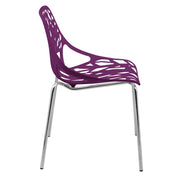 Asbury Polypropylene Dining Side Chair with Forest Cut-Out Design in Chrome - Elax Furniture