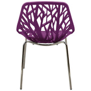 Asbury Polypropylene Dining Side Chair with Forest Cut-Out Design in Chrome - Elax Furniture
