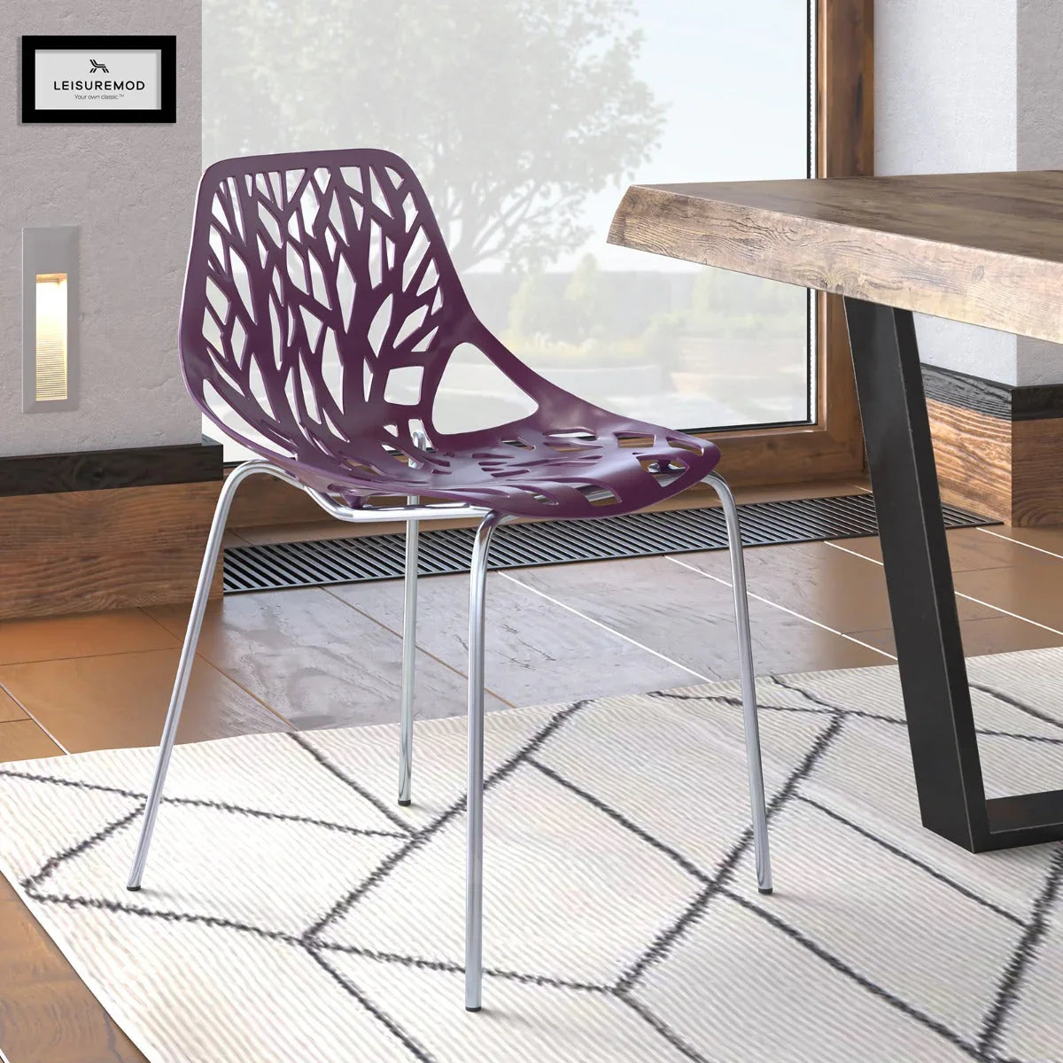 Modern Asbury Dining Chair w/ Chromed Legs set of 4 - Elax Furniture