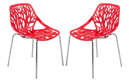 Modern Asbury Dining Chair w/ Chromed Legs set of 2 - Elax Furniture