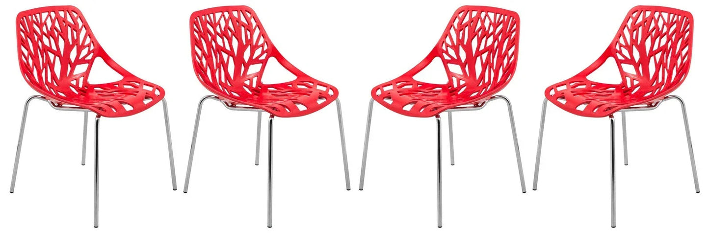 Modern Asbury Dining Chair w/ Chromed Legs set of 4 - Elax Furniture