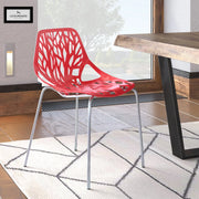 Asbury Polypropylene Dining Side Chair with Forest Cut-Out Design in Chrome - Elax Furniture