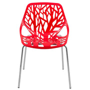 Asbury Polypropylene Dining Side Chair with Forest Cut-Out Design in Chrome - Elax Furniture