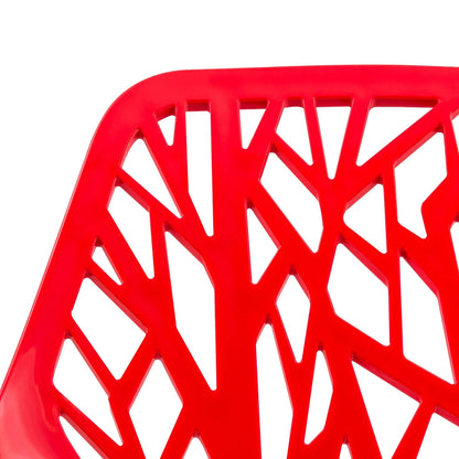 Asbury Polypropylene Dining Side Chair with Forest Cut-Out Design in Chrome - Elax Furniture