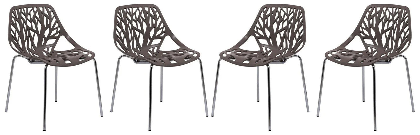 Modern Asbury Dining Chair w/ Chromed Legs set of 4 - Elax Furniture