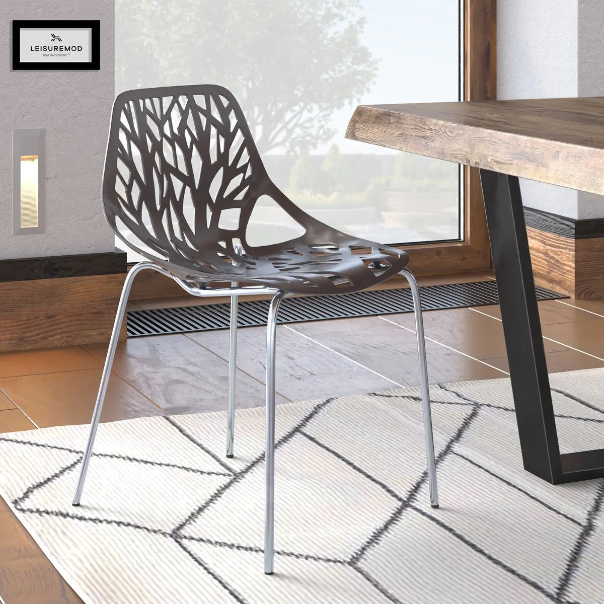 Modern Asbury Dining Chair w/ Chromed Legs set of 2 - Elax Furniture