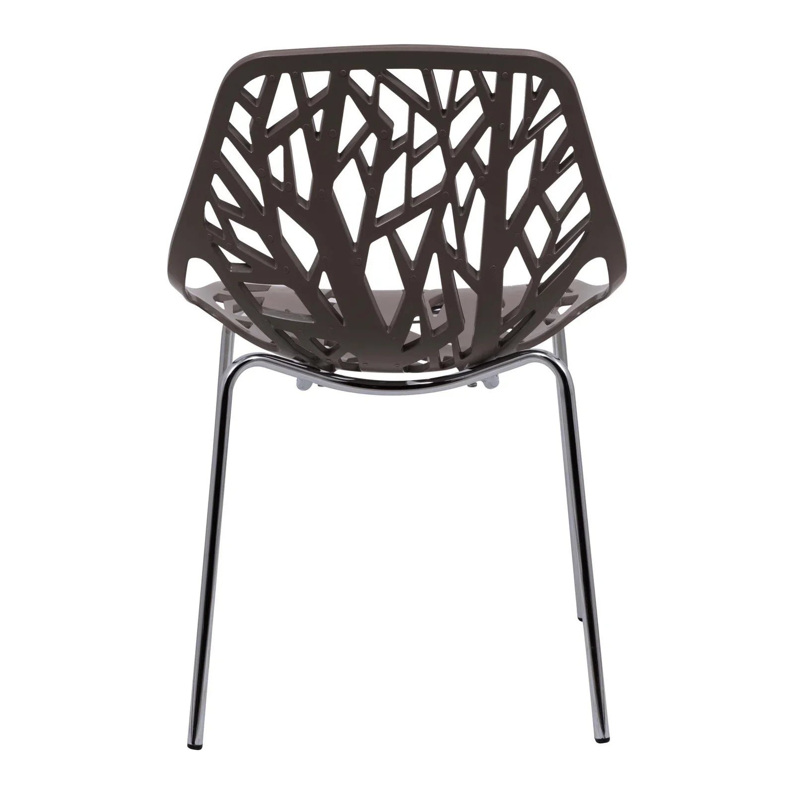 Asbury Polypropylene Dining Side Chair with Forest Cut-Out Design in Chrome - Elax Furniture