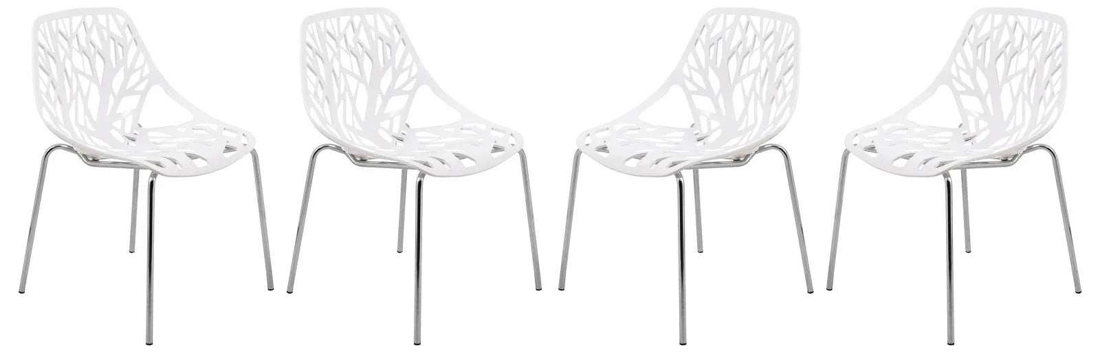 Modern Asbury Dining Chair w/ Chromed Legs set of 4 - Elax Furniture