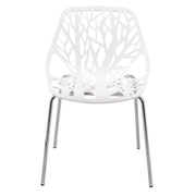 Asbury Polypropylene Dining Side Chair with Forest Cut-Out Design in Chrome - Elax Furniture