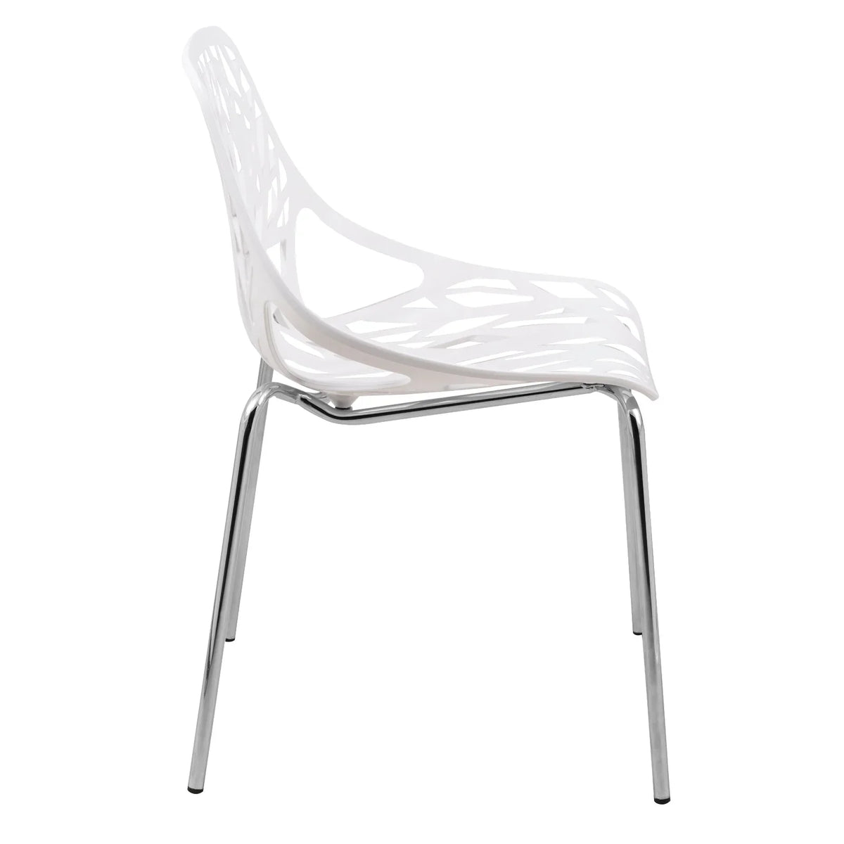 Asbury Polypropylene Dining Side Chair with Forest Cut-Out Design in Chrome - Elax Furniture