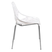 Asbury Polypropylene Dining Side Chair with Forest Cut-Out Design in Chrome - Elax Furniture