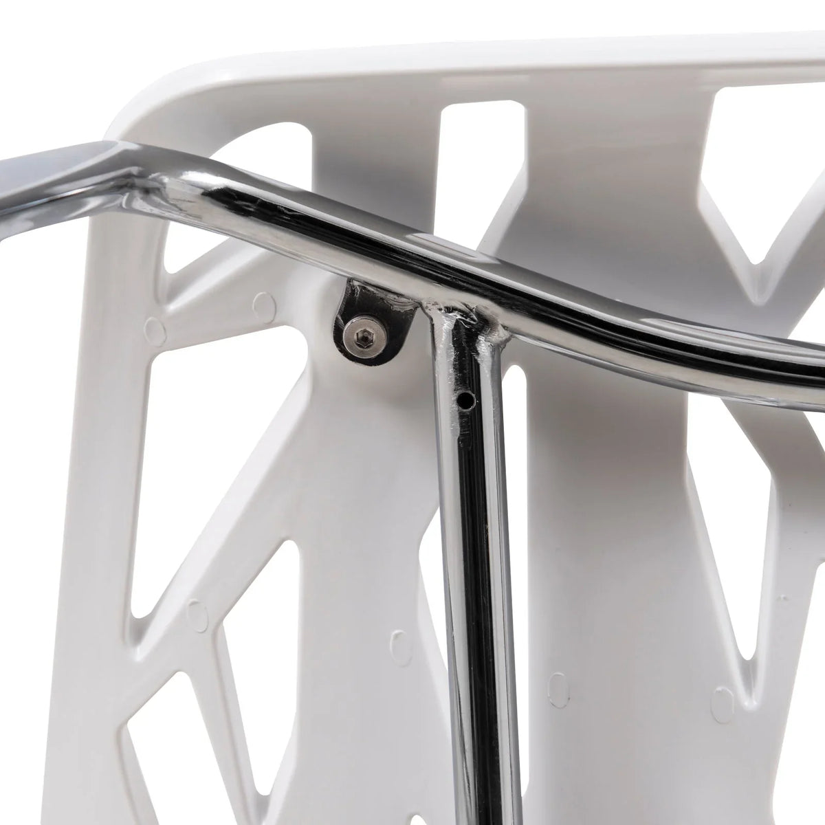 Asbury Polypropylene Dining Side Chair with Forest Cut-Out Design in Chrome - Elax Furniture