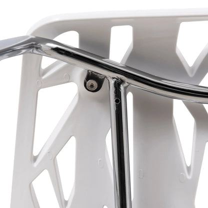 Asbury Polypropylene Dining Side Chair with Forest Cut-Out Design in Chrome - Elax Furniture
