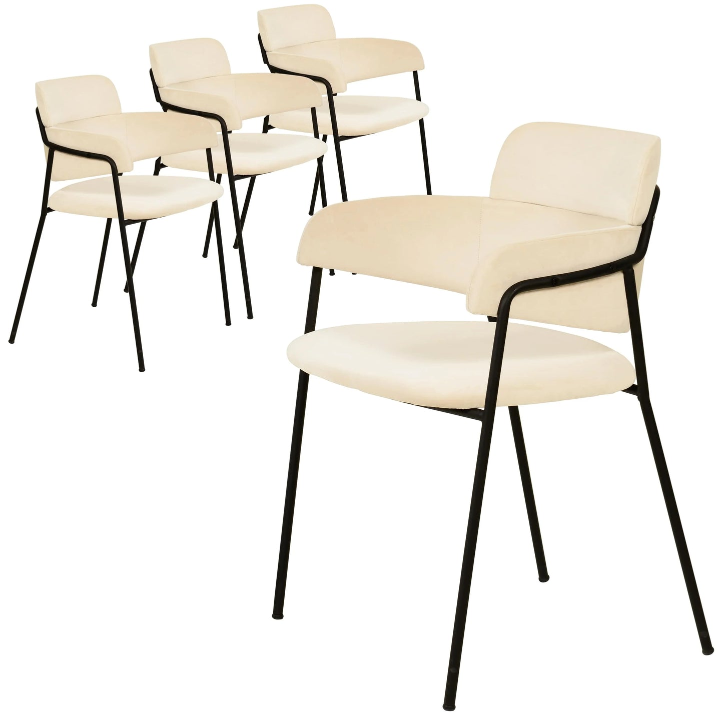Axis Upholstered Dining Chair with Powder-Coated Stainless Steel Legs Set of 4 - Elax Furniture