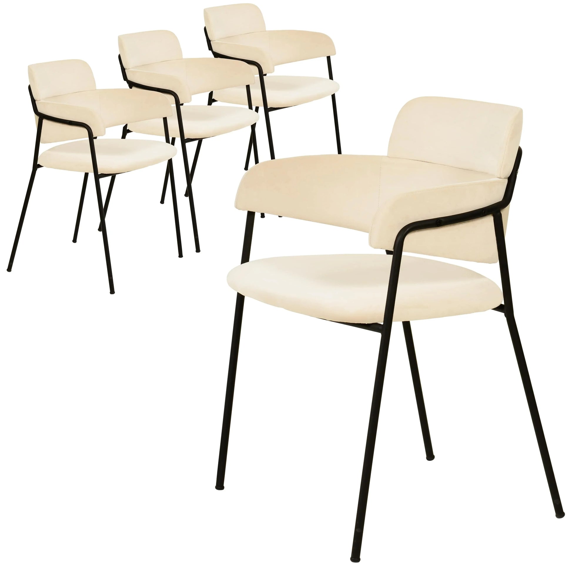 Axis Upholstered Dining Chair with Powder-Coated Stainless Steel Legs Set of 4 - Elax Furniture