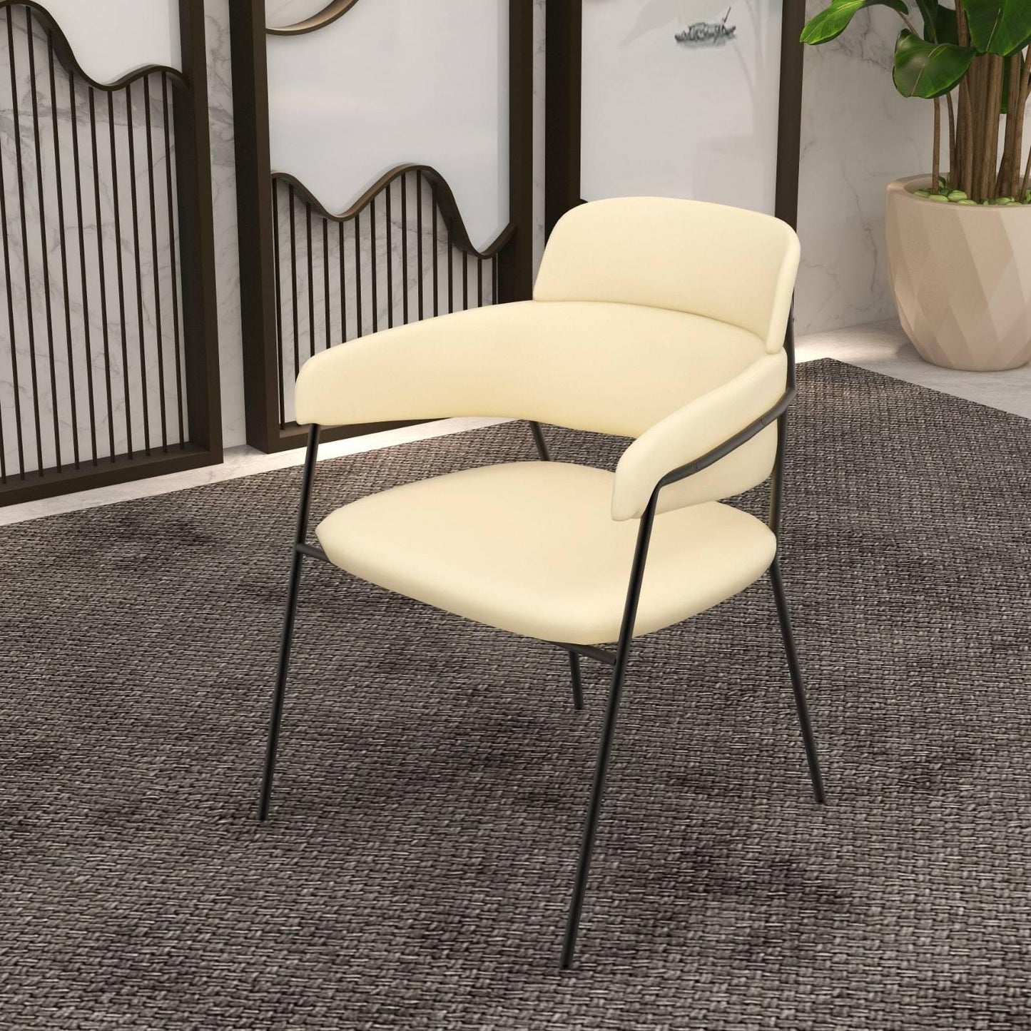 Axis Upholstered Dining Chair with Powder-Coated Stainless Steel Legs Set of 4 - Elax Furniture