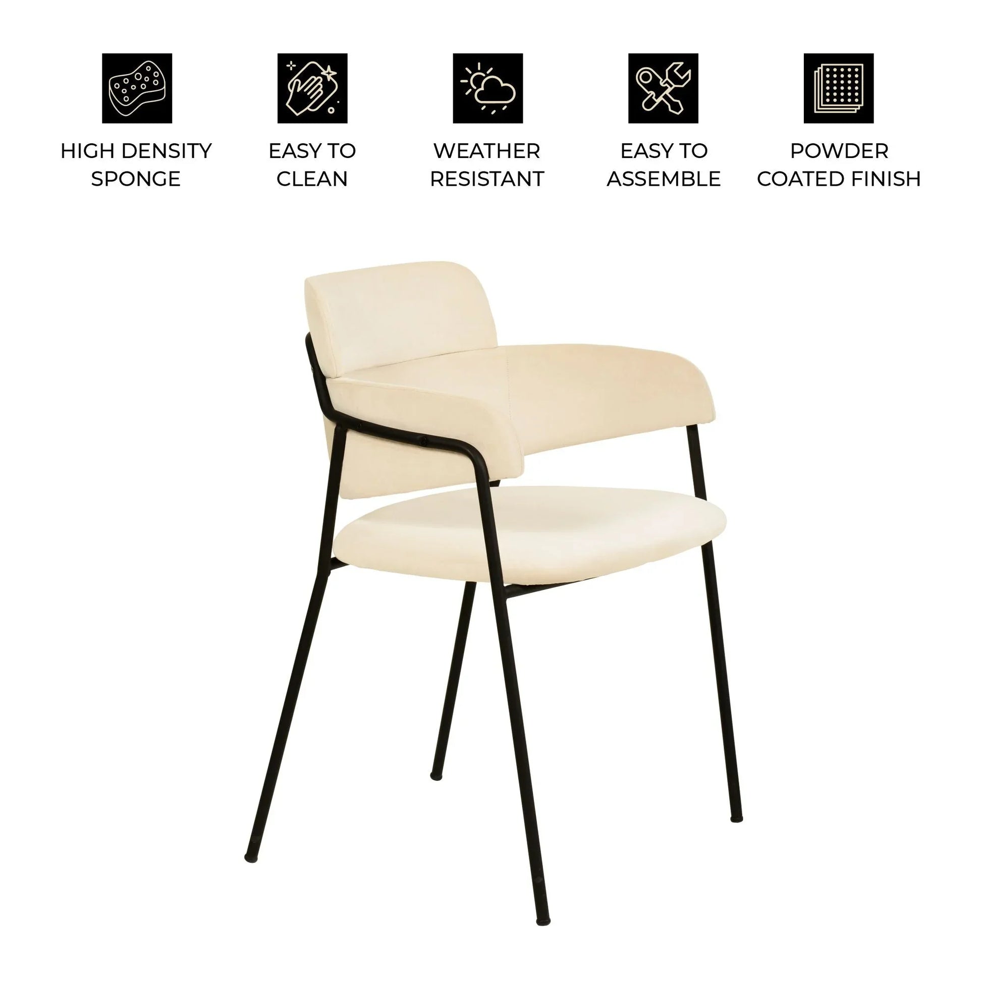 Axis Upholstered Dining Chair with Powder-Coated Stainless Steel Legs Set of 4 - Elax Furniture
