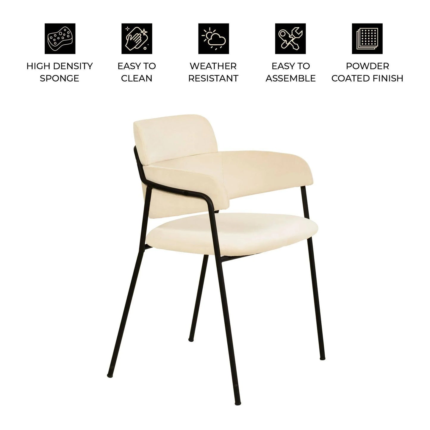 Axis Upholstered Dining Chair with Powder-Coated Stainless Steel Legs Set of 4 - Elax Furniture