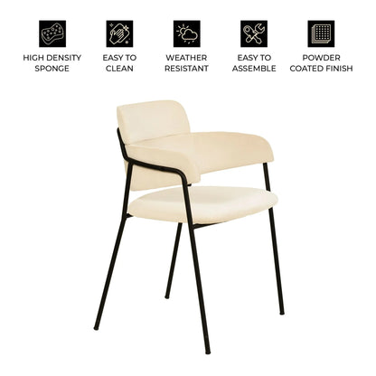 Axis Upholstered Dining Chair with Powder-Coated Stainless Steel Legs Set of 4 - Elax Furniture