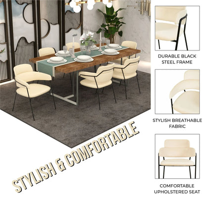 Axis Upholstered Dining Chair with Powder-Coated Stainless Steel Legs Set of 4 - Elax Furniture