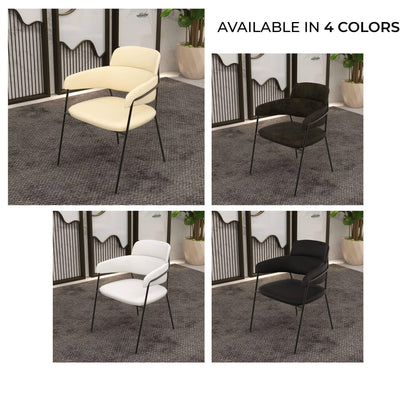 Axis Upholstered Dining Chair with Powder-Coated Stainless Steel Legs Set of 4 - Elax Furniture