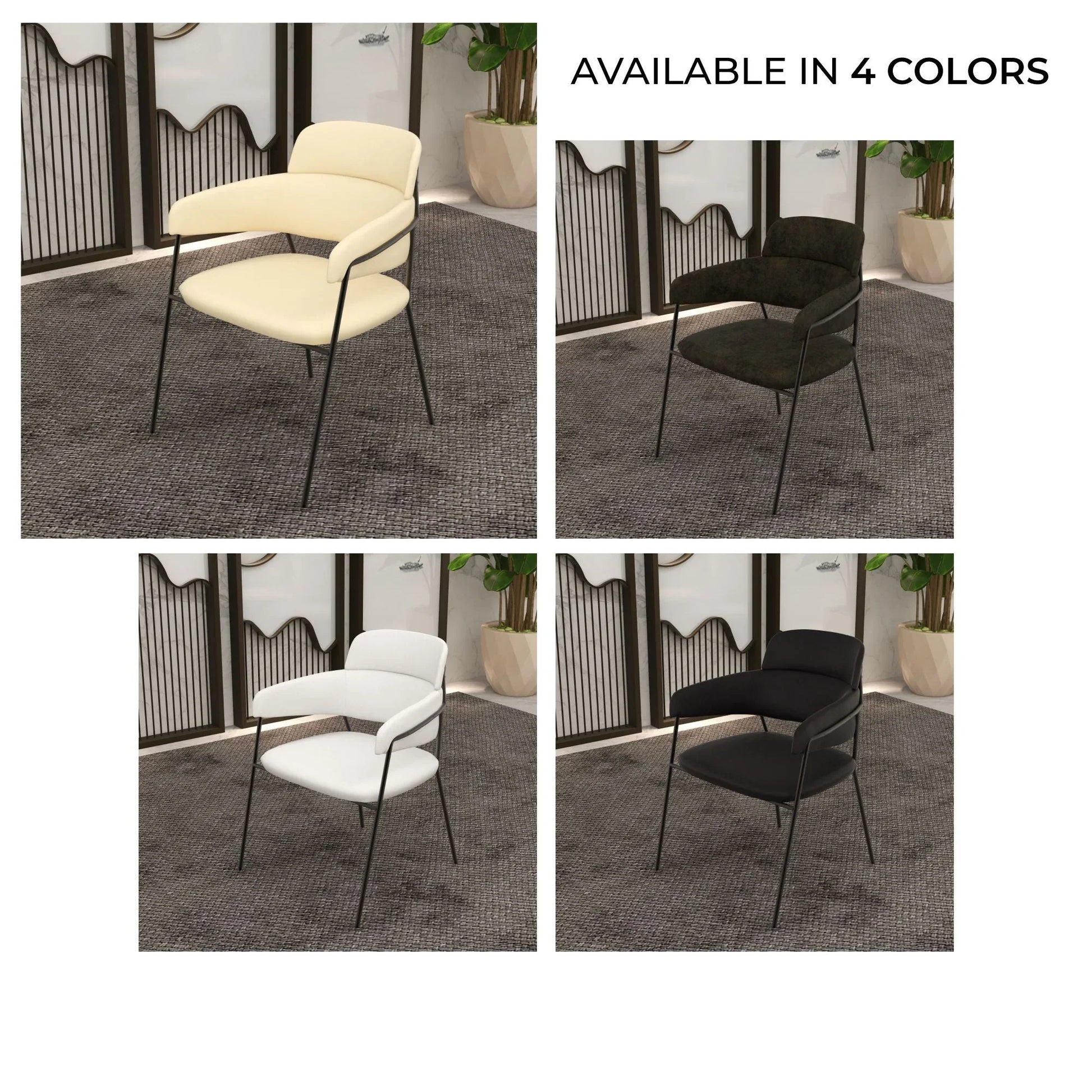 Axis Upholstered Dining Chair with Powder-Coated Stainless Steel Legs Set of 4 - Elax Furniture