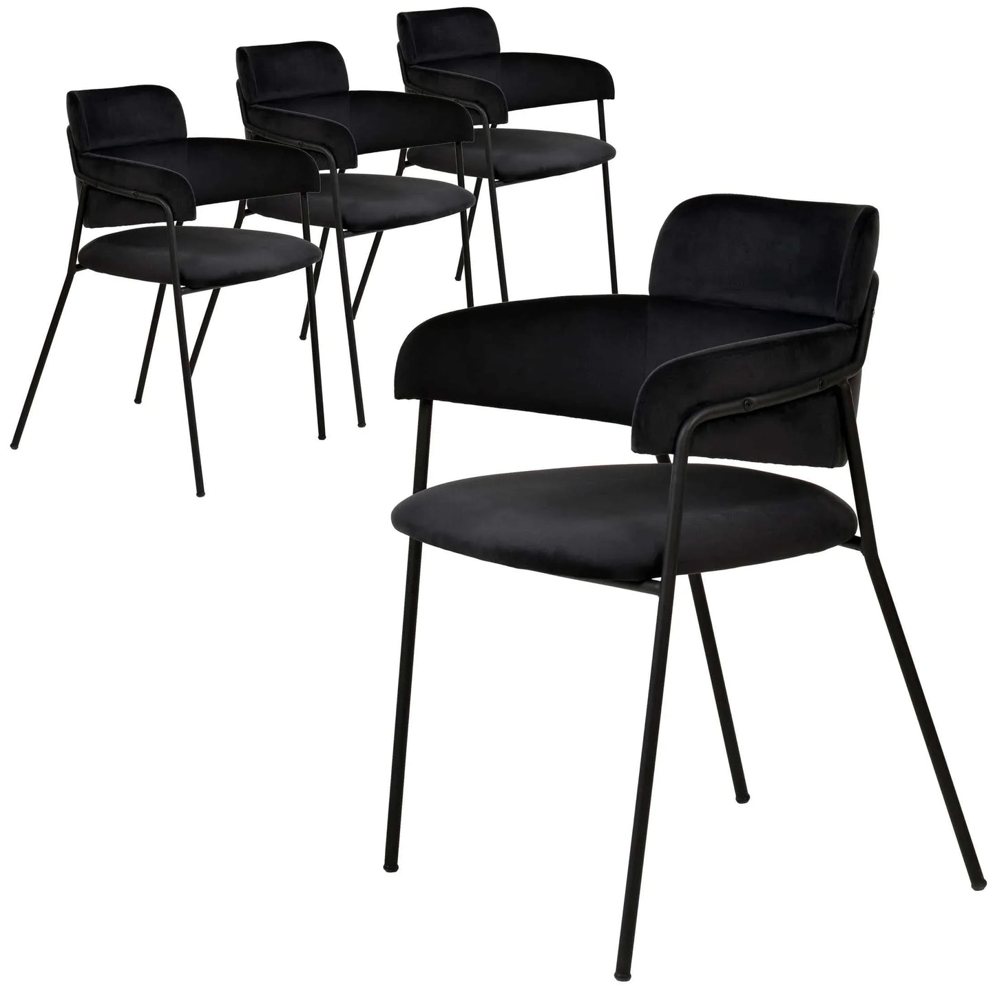 Axis Upholstered Dining Chair with Powder-Coated Stainless Steel Legs Set of 4 - Elax Furniture