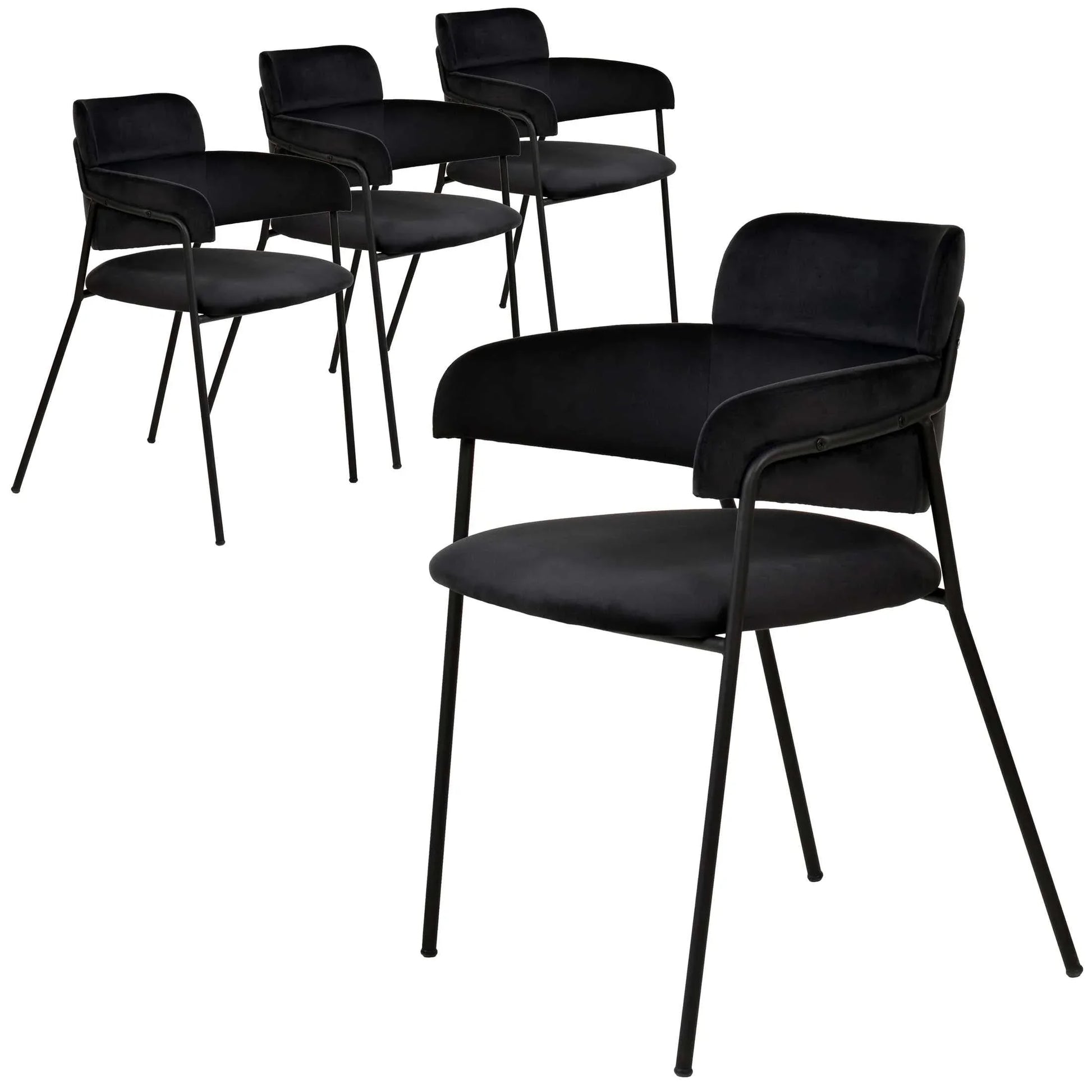 Axis Upholstered Dining Chair with Powder-Coated Stainless Steel Legs Set of 4 - Elax Furniture