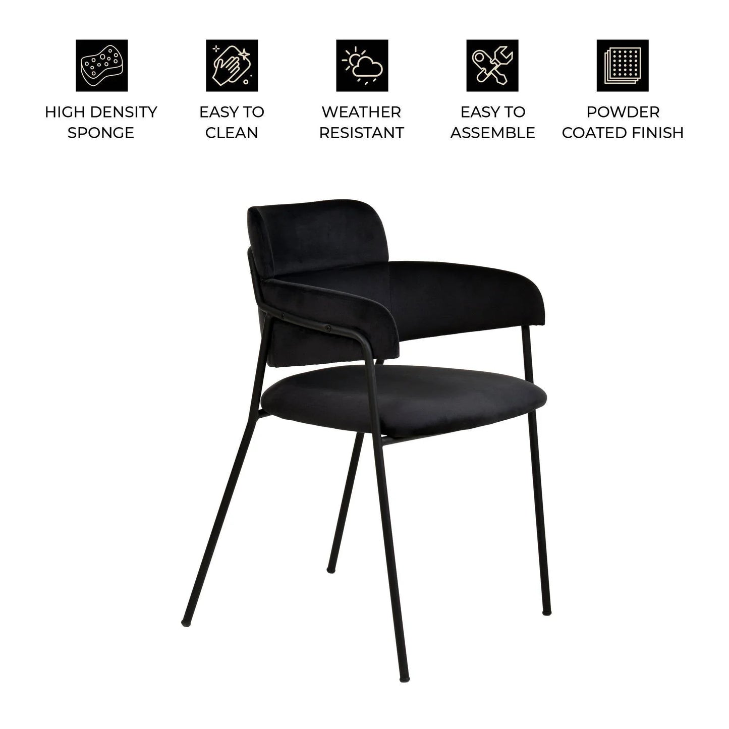 Axis Upholstered Dining Chair with Powder-Coated Stainless Steel Legs Set of 4 - Elax Furniture