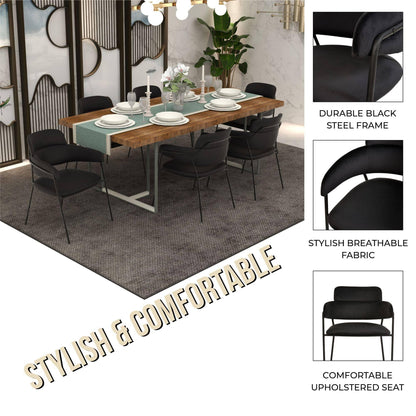 Axis Upholstered Dining Chair with Powder-Coated Stainless Steel Legs Set of 4 - Elax Furniture