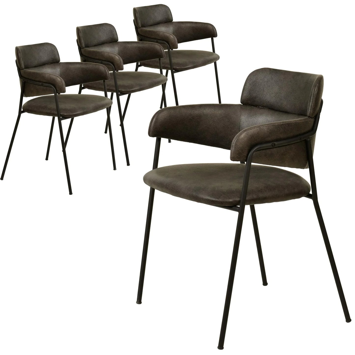 Axis Upholstered Dining Chair with Powder-Coated Stainless Steel Legs Set of 4 - Elax Furniture