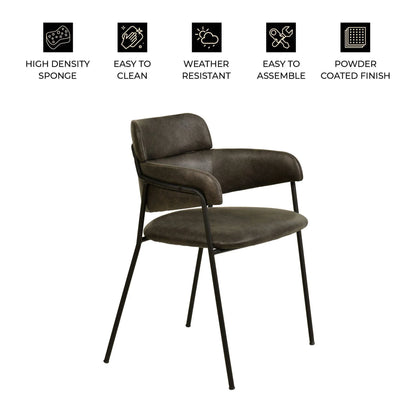 Axis Upholstered Dining Chair with Powder-Coated Stainless Steel Legs Set of 4 - Elax Furniture