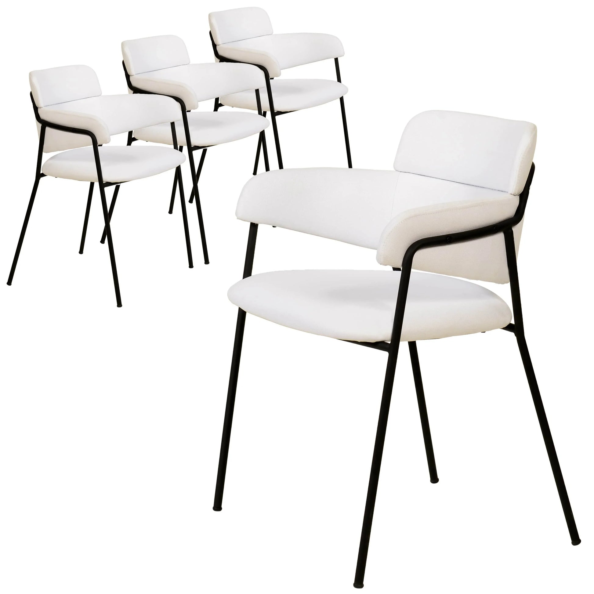Axis Upholstered Dining Chair with Powder-Coated Stainless Steel Legs Set of 4 - Elax Furniture