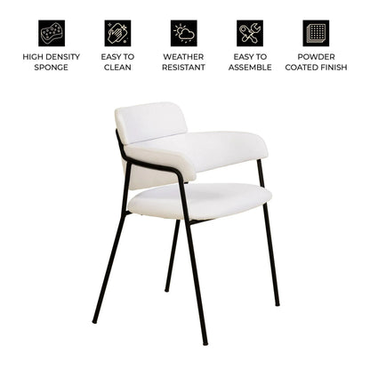 Axis Upholstered Dining Chair with Powder-Coated Stainless Steel Legs Set of 4 - Elax Furniture