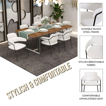 Axis Upholstered Dining Chair with Powder-Coated Stainless Steel Legs Set of 4 - Elax Furniture