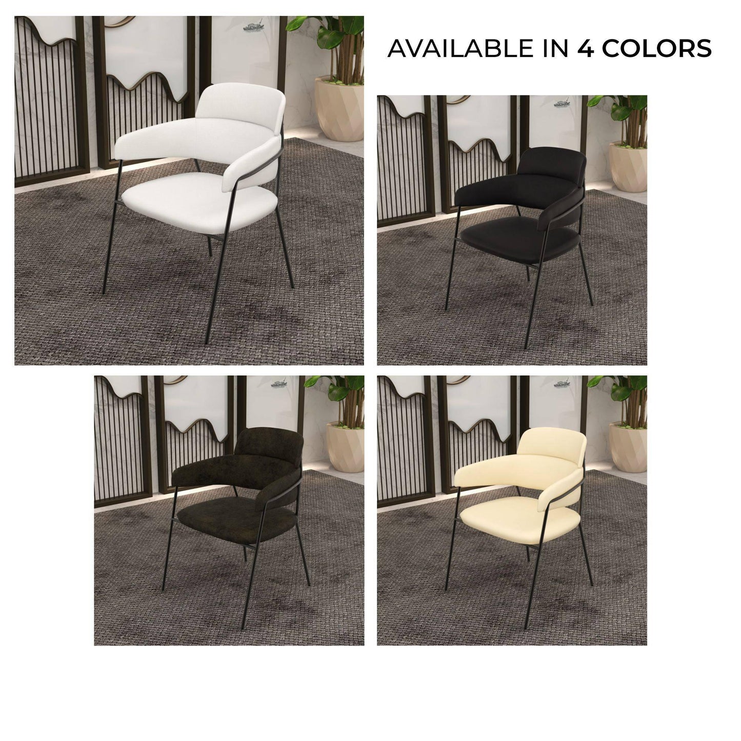 Axis Upholstered Dining Chair with Powder-Coated Stainless Steel Legs Set of 4 - Elax Furniture